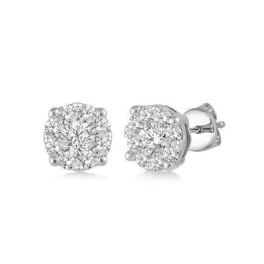 Rolland's Design Diamond Cluster Earrings 0.35 Cts