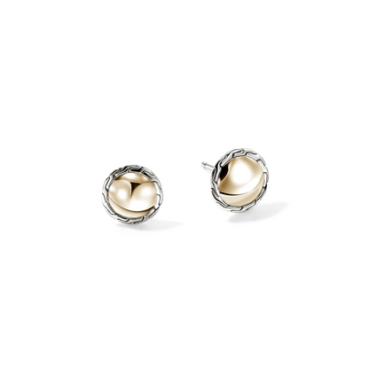 John Hardy Essentials 14K Gold & Silver Round Stud Earrings