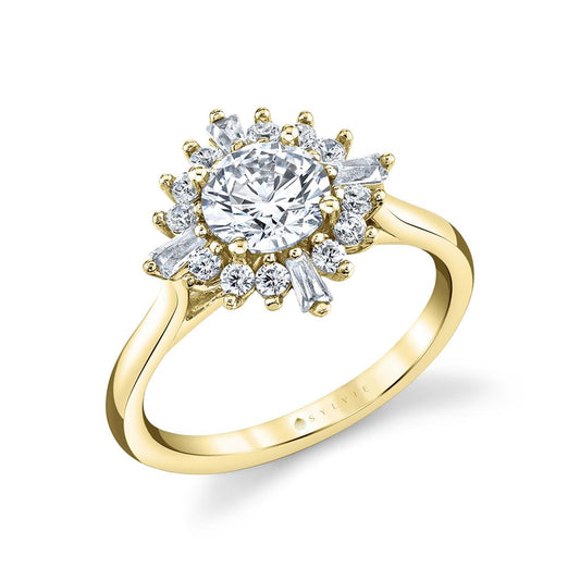 Sylvie Vintage Starburst Diamond Engagement Ring