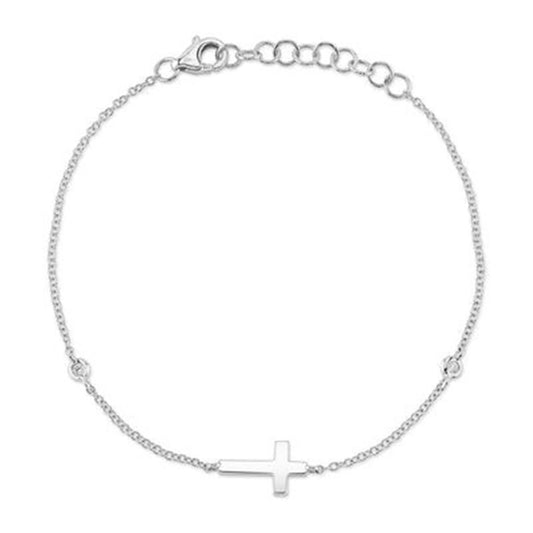 Shy 14Ky Diamond Cross Bracelet