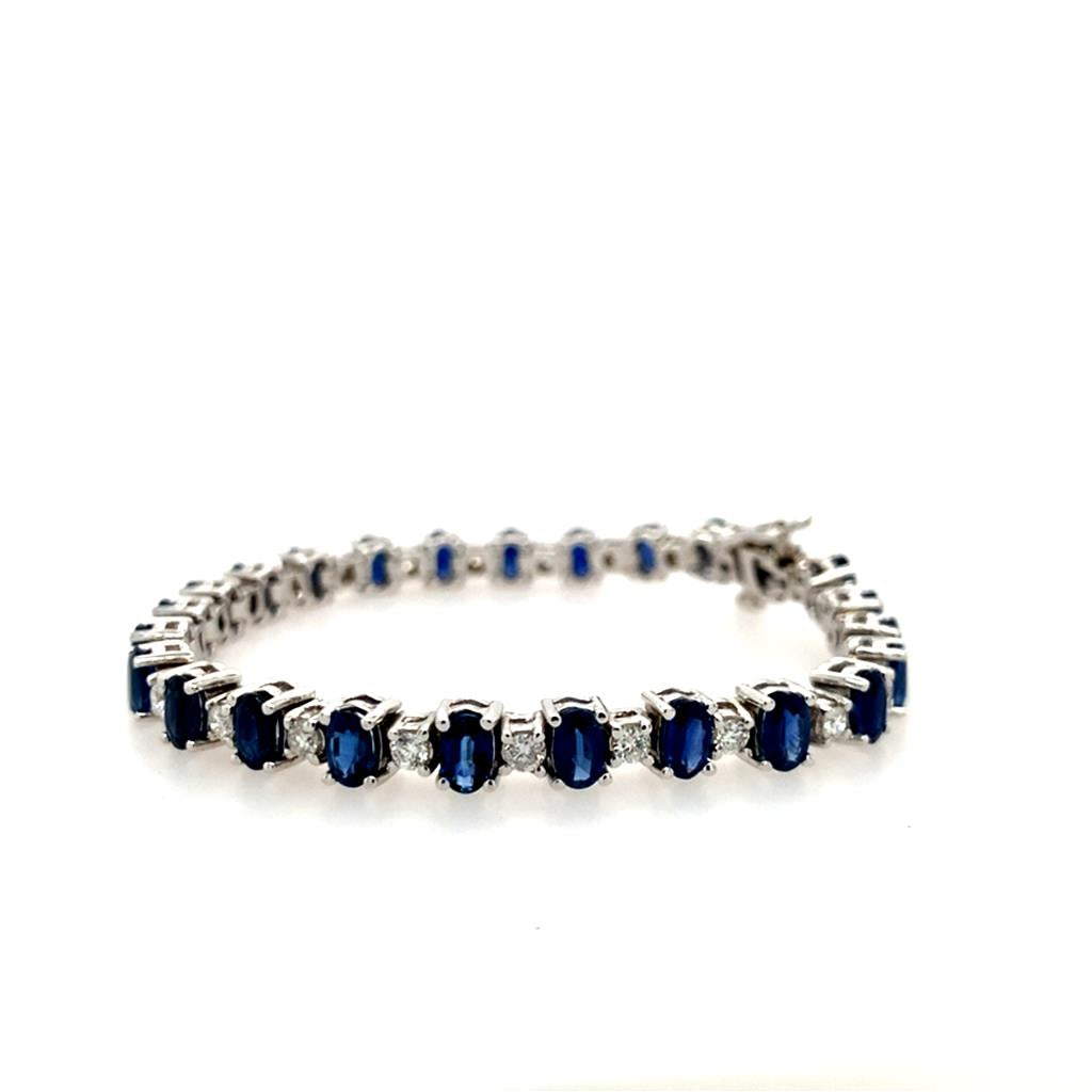 Estate 14K Sapphire And Diamond Tennis Bracelet