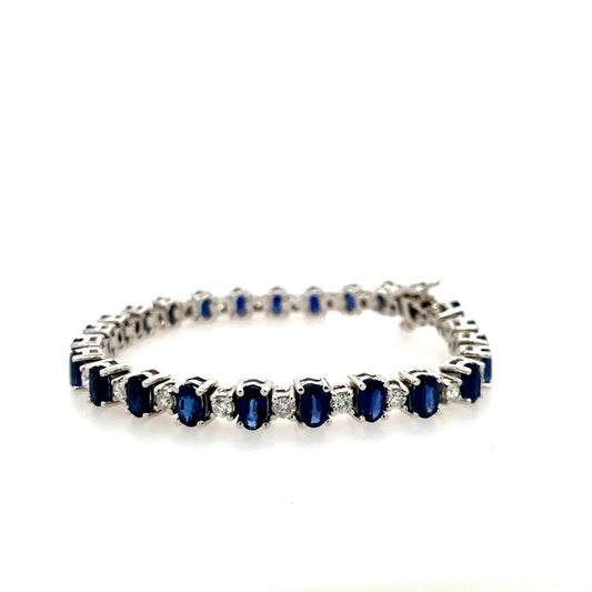 Estate 14K Sapphire And Diamond Tennis Bracelet