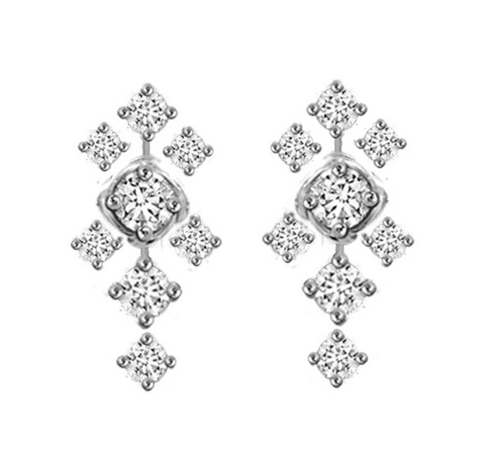 Alink 18K White Diamond Snowflake Earrings