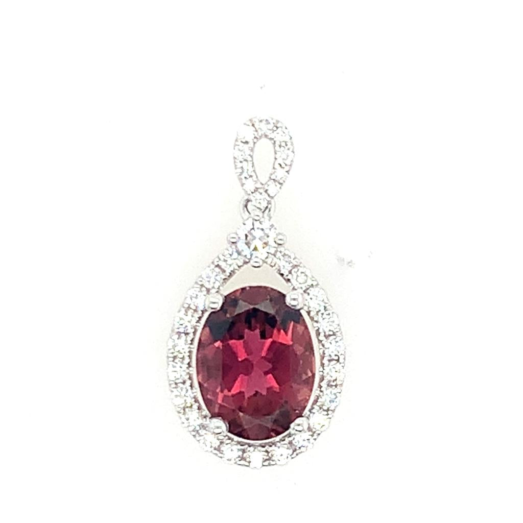 Rolland's Designs 14K White Gold Blue Topaz & Diamond Pendant