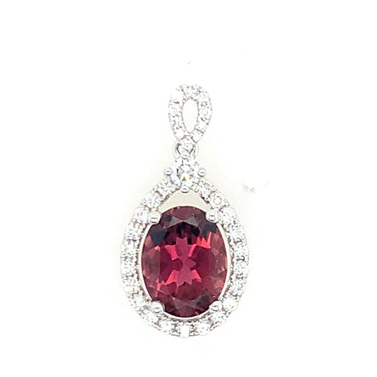 Rolland's Designs 14K White Gold Blue Topaz & Diamond Pendant