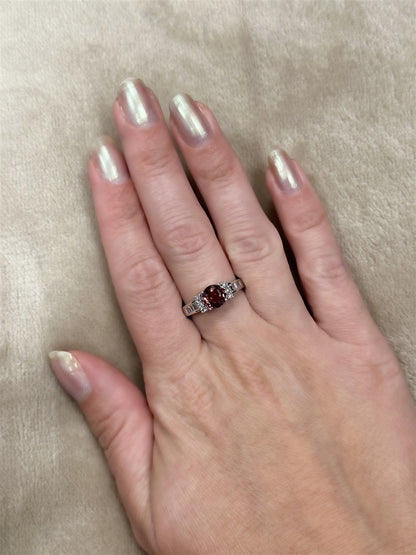 Estate 14K White Gold Round Pink Stone Ring