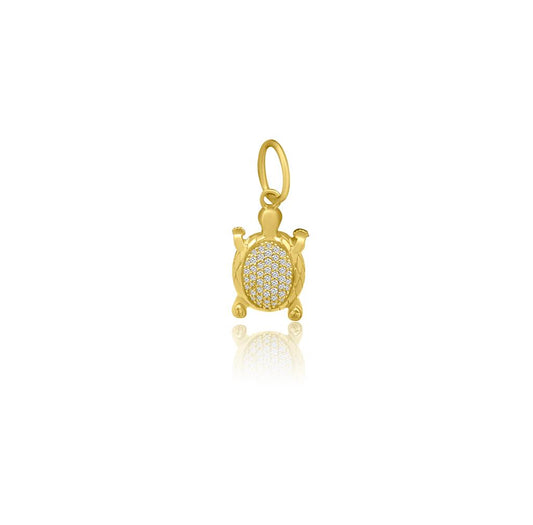 Rolland's Designs 14K Gold Diamond Turtle Pendant