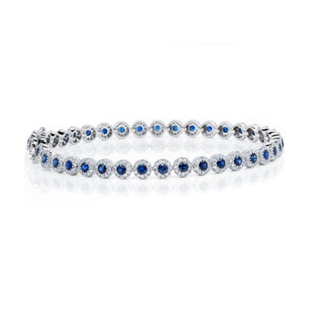 Shy Creation Diamond Halo & Blue Sapphire Bracelet