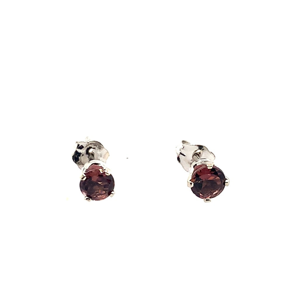 Estate 14K White Gold Round Pink Tourmaline Stud Earrings