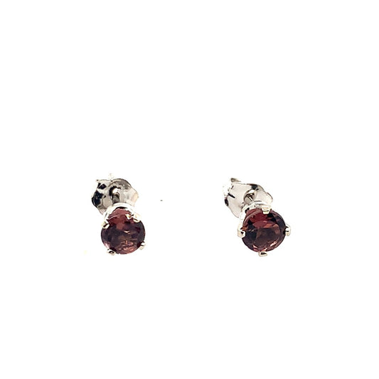 Estate 14K White Gold Round Pink Tourmaline Stud Earrings