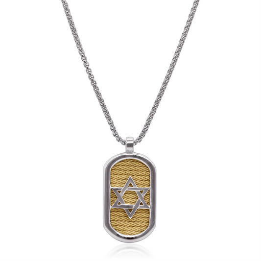 Alor Stainless Steel & Yellow Cable Star Of David Necklace