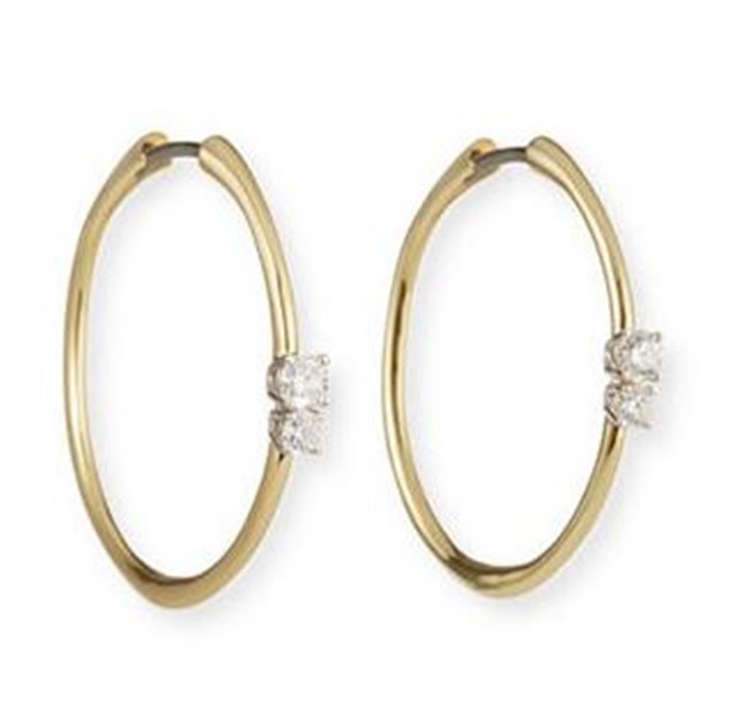 Roberto Coin Gold Double Diamond Hoop Earrings