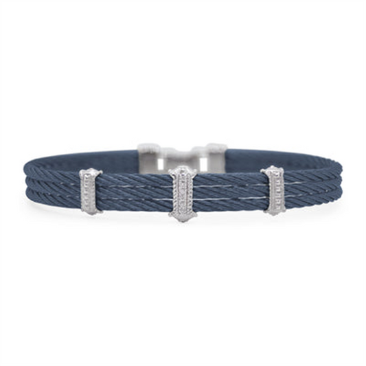 Alor Carribean Blue 3-Stone Diamond Triple Cable Bracelet