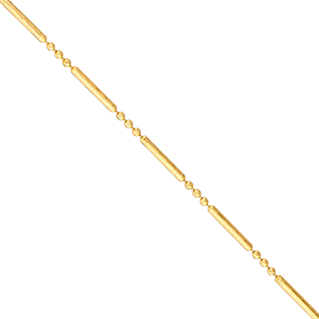 Gold Diamond Cut 3 Bead 1 Bar Bracelet