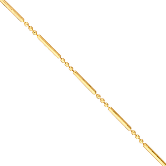 Gold Diamond Cut 3 Bead 1 Bar Bracelet