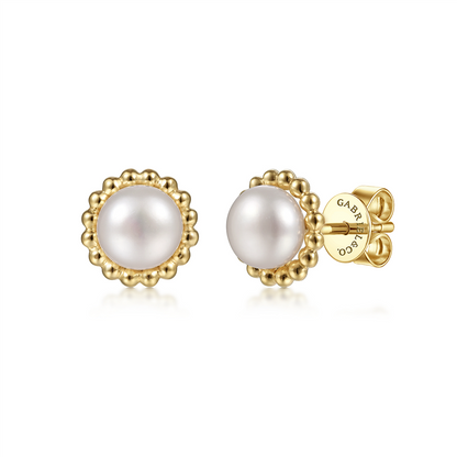 Gabriel Bujukan Beaded Halo Pearl Stud Earrings