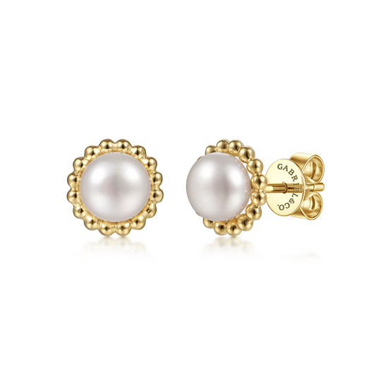 Gabriel Bujukan Beaded Halo Pearl Stud Earrings