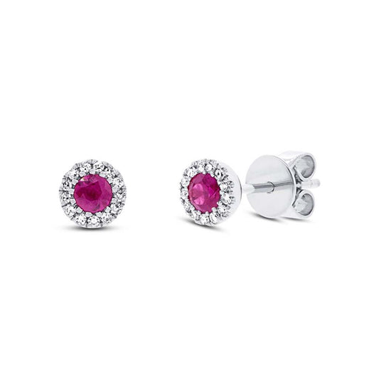 Shy 14Kw Ruby & Diamond Studs