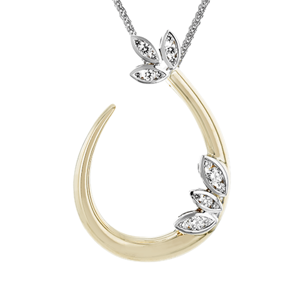 Simon G. 18Kyw Marquise Setting Diamond Open-Curved Pendant