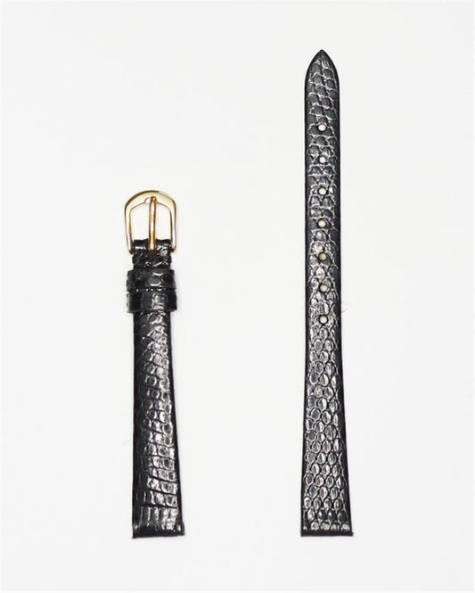 14Mm Black Crocodile Leather Watch Strap