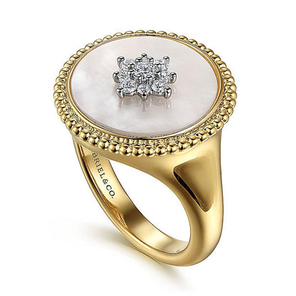 Gabriel 14K Mother Of Pearl & Diamond Fashion Ring