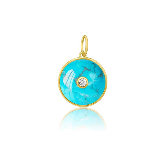 Rolland's Designs 14K Gold & Turqoise Disc Pendant