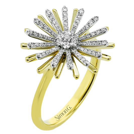 Simon G. 18K Two Tone Diamond Flower Burst Fashion Ring