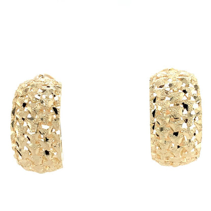 Estate 14K Yellow Gold Diamond Hoop Earrings