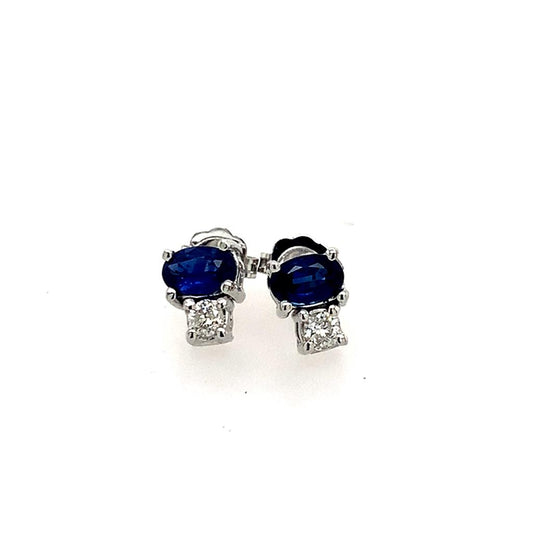 Estate 14K Sapphire And Diamond Studs
