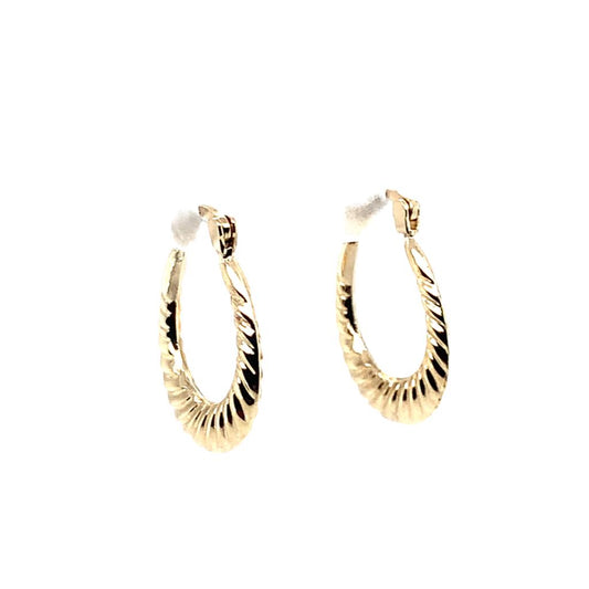 Estate 10K Oval Twist Hoop Earrings