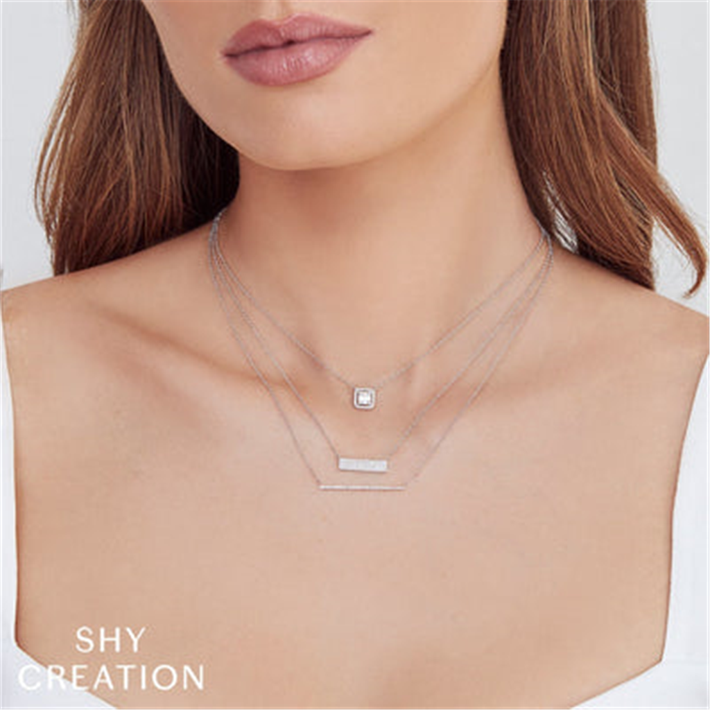 Shy Creation Diamond Inital "E" Necklace