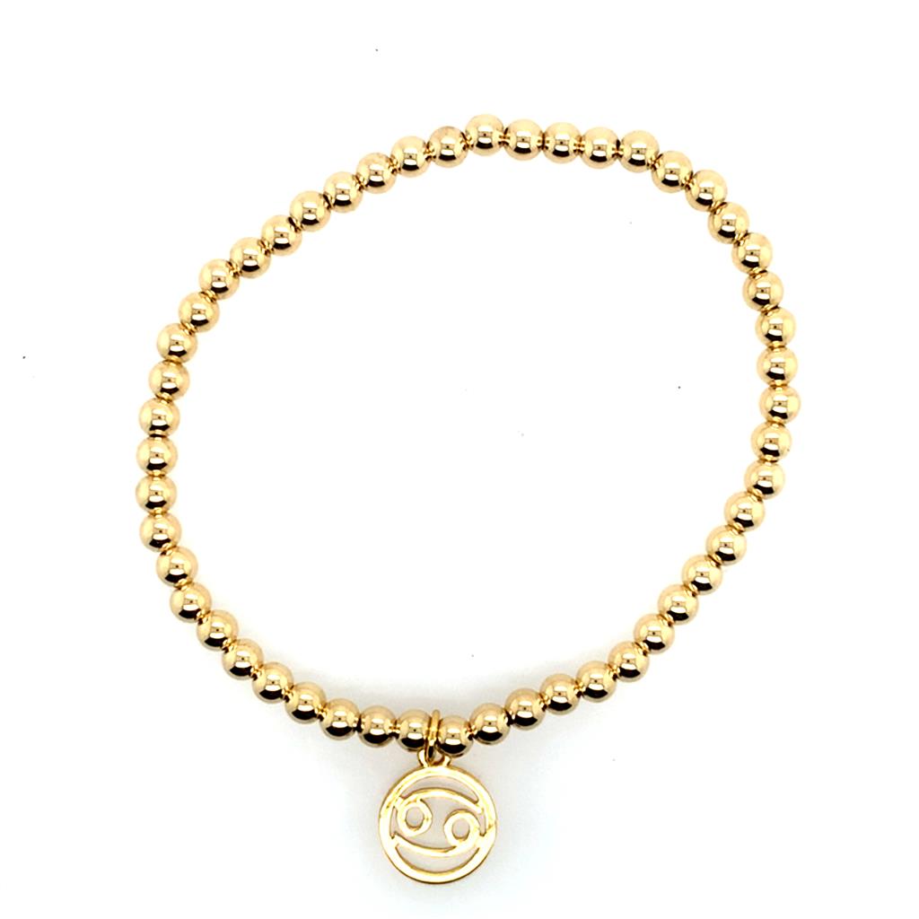 Dee Berkley Gold Filled Beaded Bracelet with Vermeil Cancer Charm