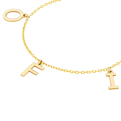 Rolland's Designs 14K Gold Hanging Initials Necklace "EMMA"