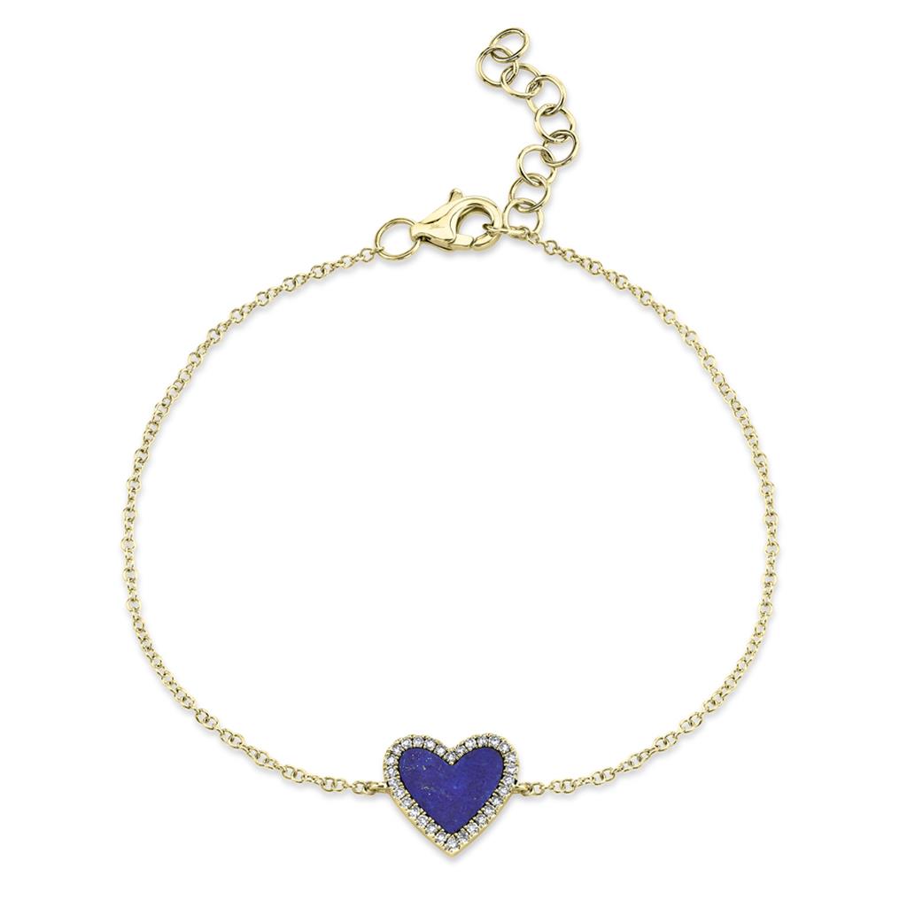 Shy Creation Diamond and Lapis Heart Bracelet