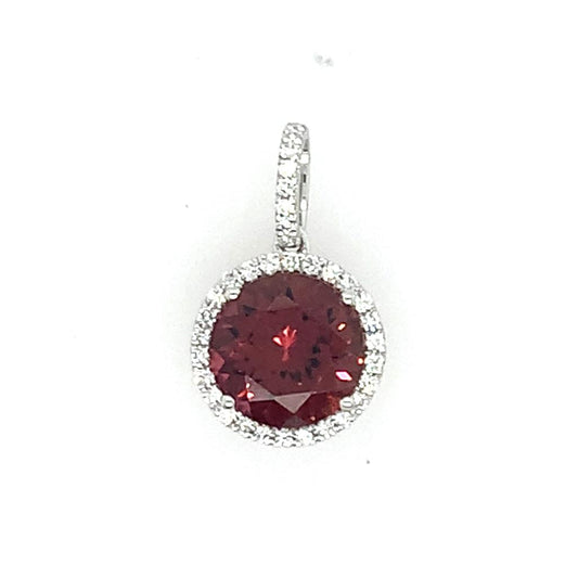 Rolland's Designs 14K White Gold Blue Topaz & Diamond Pendant