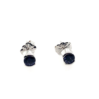 Estate 14K White Gold Round Purple Half Bezel Stud Earrings