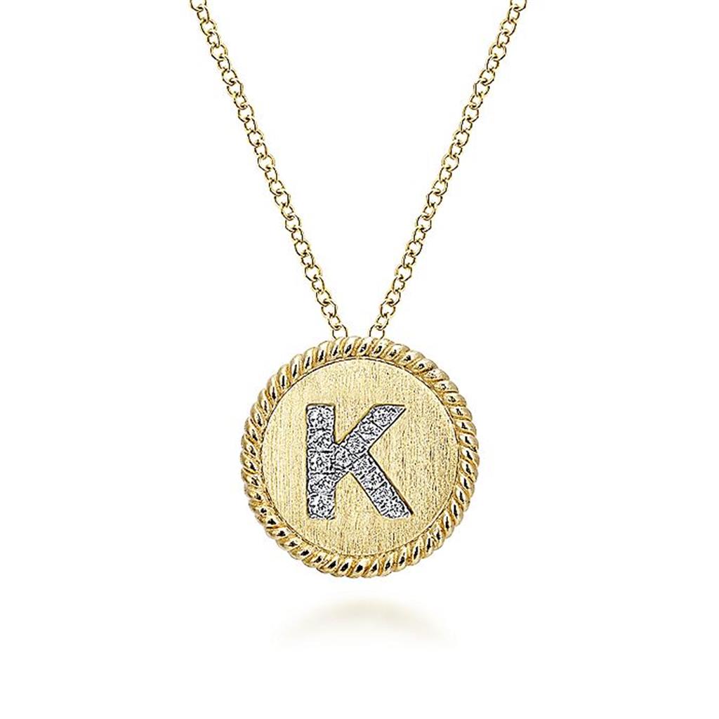 Gabriel Round K Diamond Initial Pendant