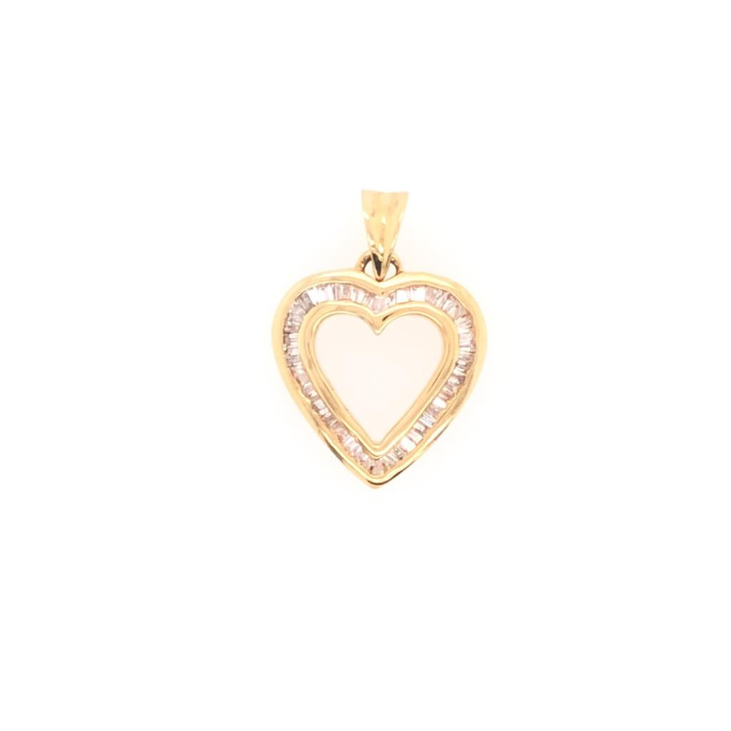 Estate 14k Diamond Heart Pendant