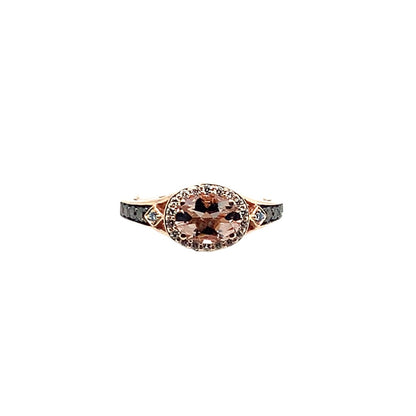 Estate 14K Rose Gold Limited Edition Levian Morganite & Chocolate Diamond Ring