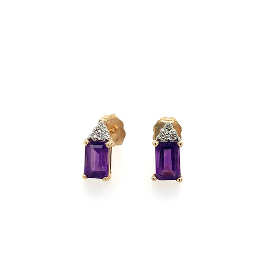 Rolland's Designs 14K White Gold Amethyst & Diamond Earrings
