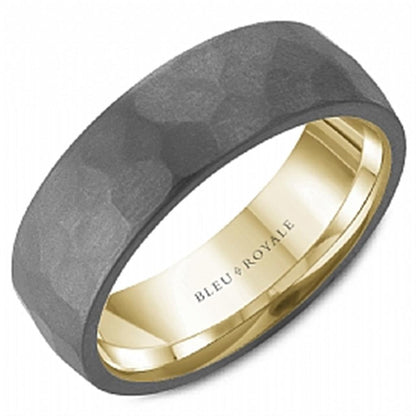 14K White & Grey Wedding Band