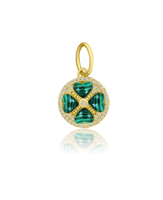 Rolland's Designs Gold & Malachite Disc Pendant