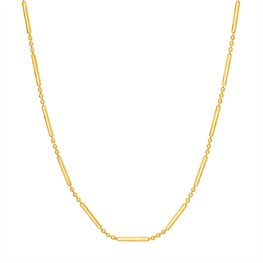 Gold 16" Diamond Cut 3 Bead 1 Bar Chain