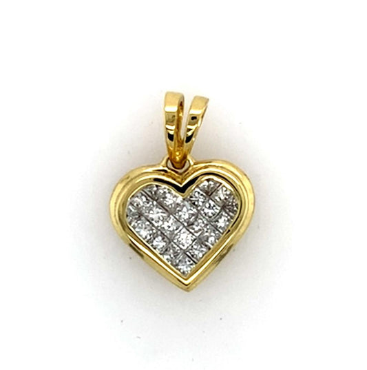 Estate 18K Gold Diamond Heart Pendant