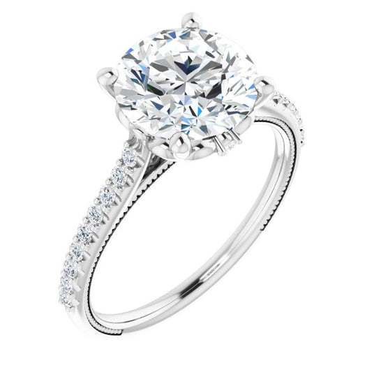 14K White Engagement Ring Mounting