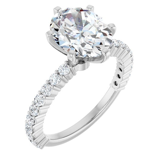 14K White Engagement Ring Mounting