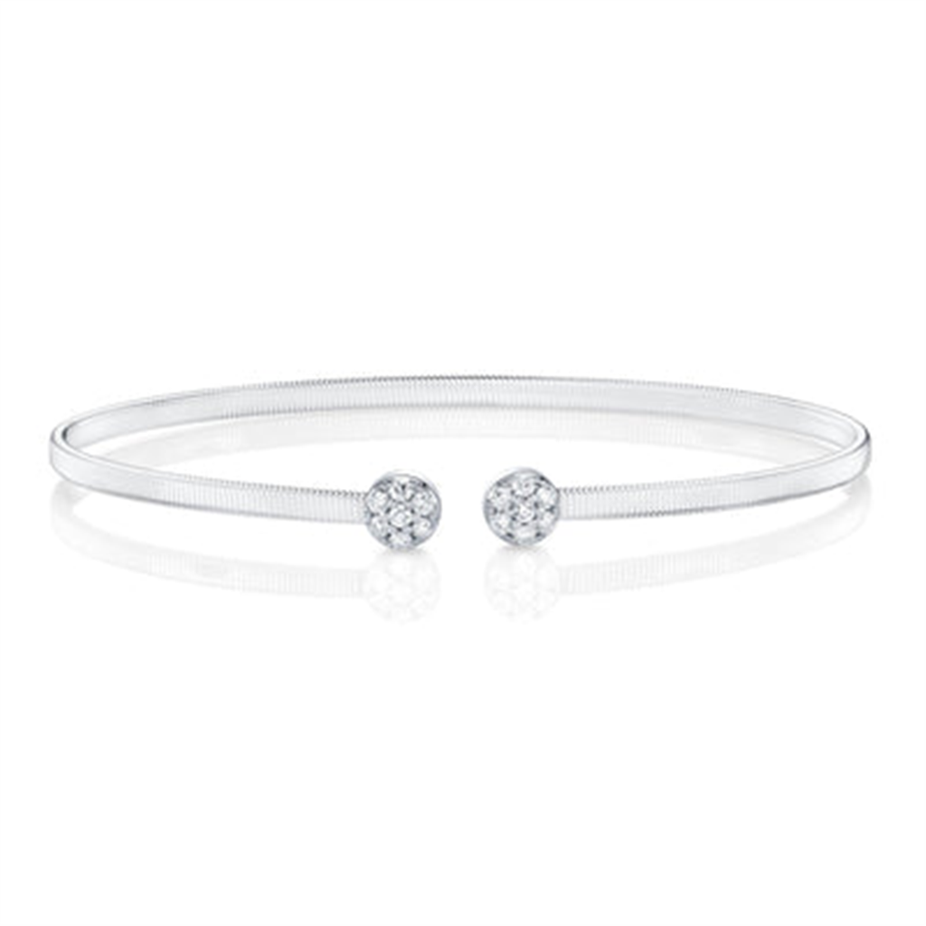 Shy Creation Diamond Pave End Cap Open Bangle