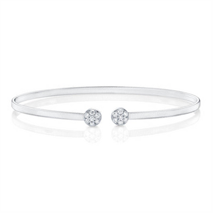 Shy Creation Diamond Pave End Cap Open Bangle