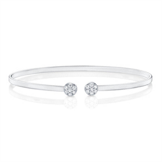 Shy Creation Diamond Pave End Cap Open Bangle