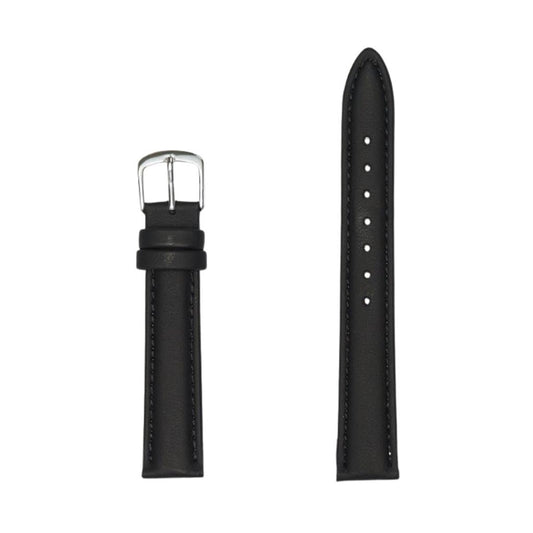 18Mm Black Leather Watch Strap